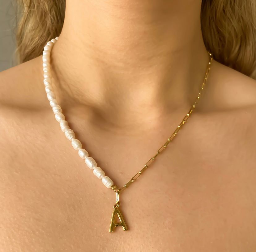 Sorella pearl initial necklace