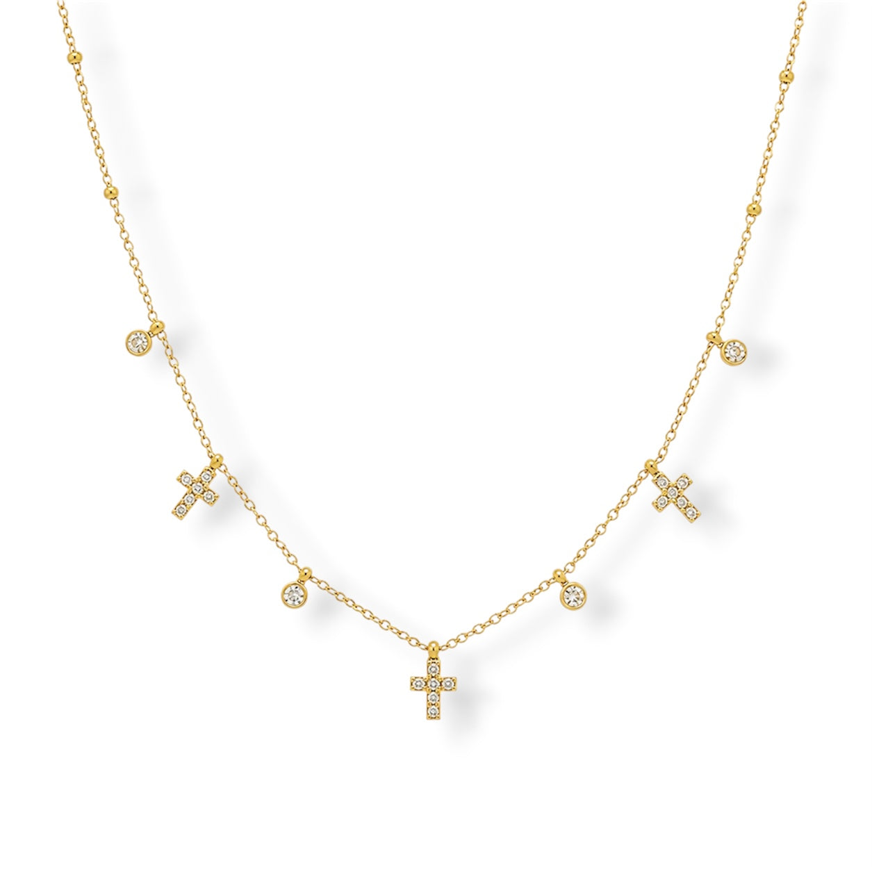 Cadena cruz y zirconia