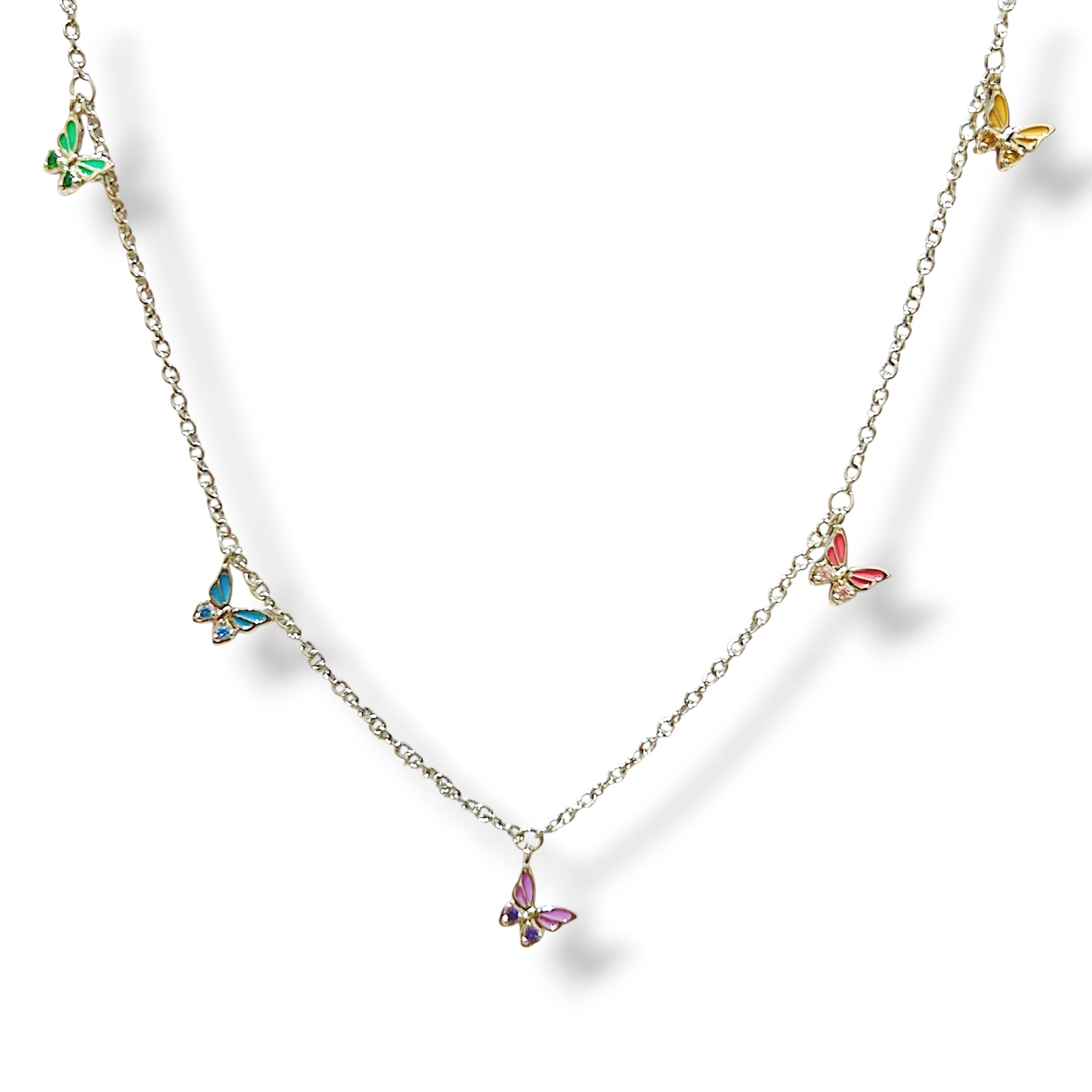 Choker mariposas colores plata
