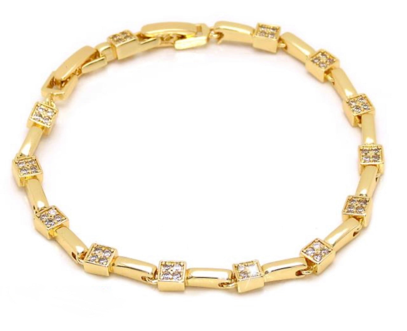 Pulsera dorada cuadros zirc