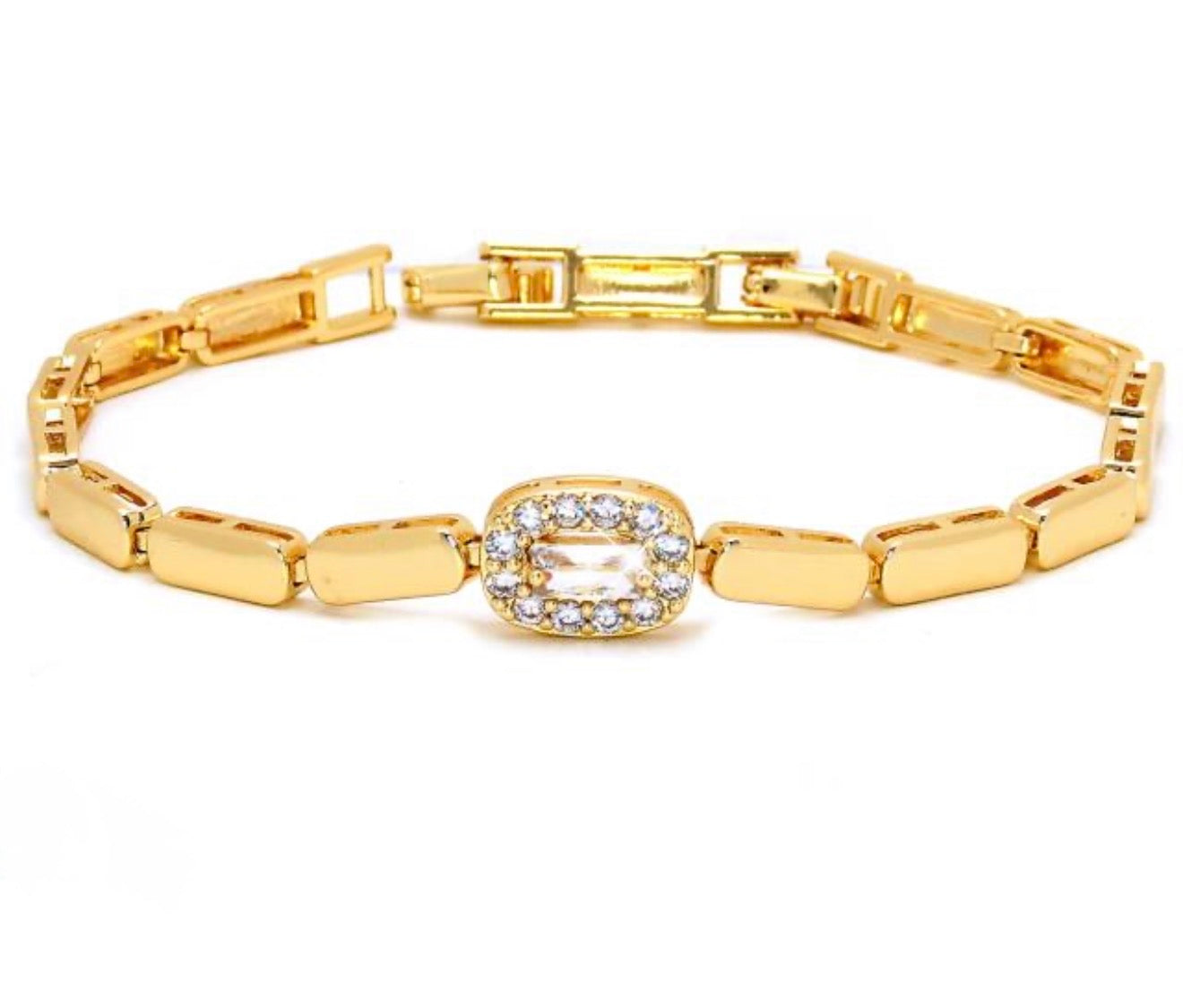 Pulsera dorada rectángulo zirc