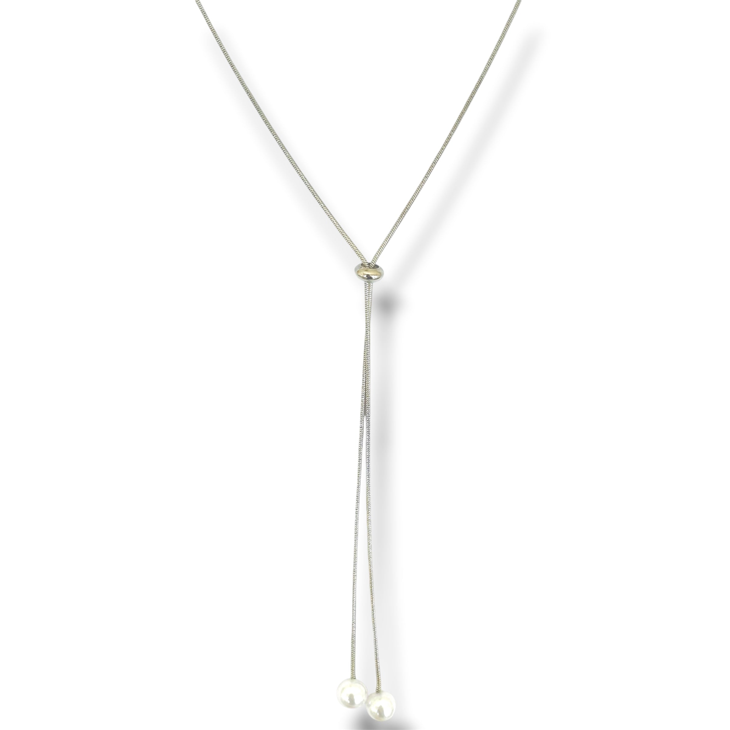Collar corbatín plata perla