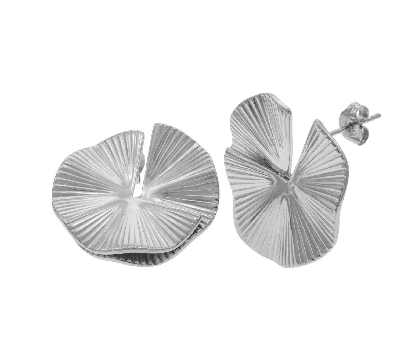 Aretes círculo textura plateados