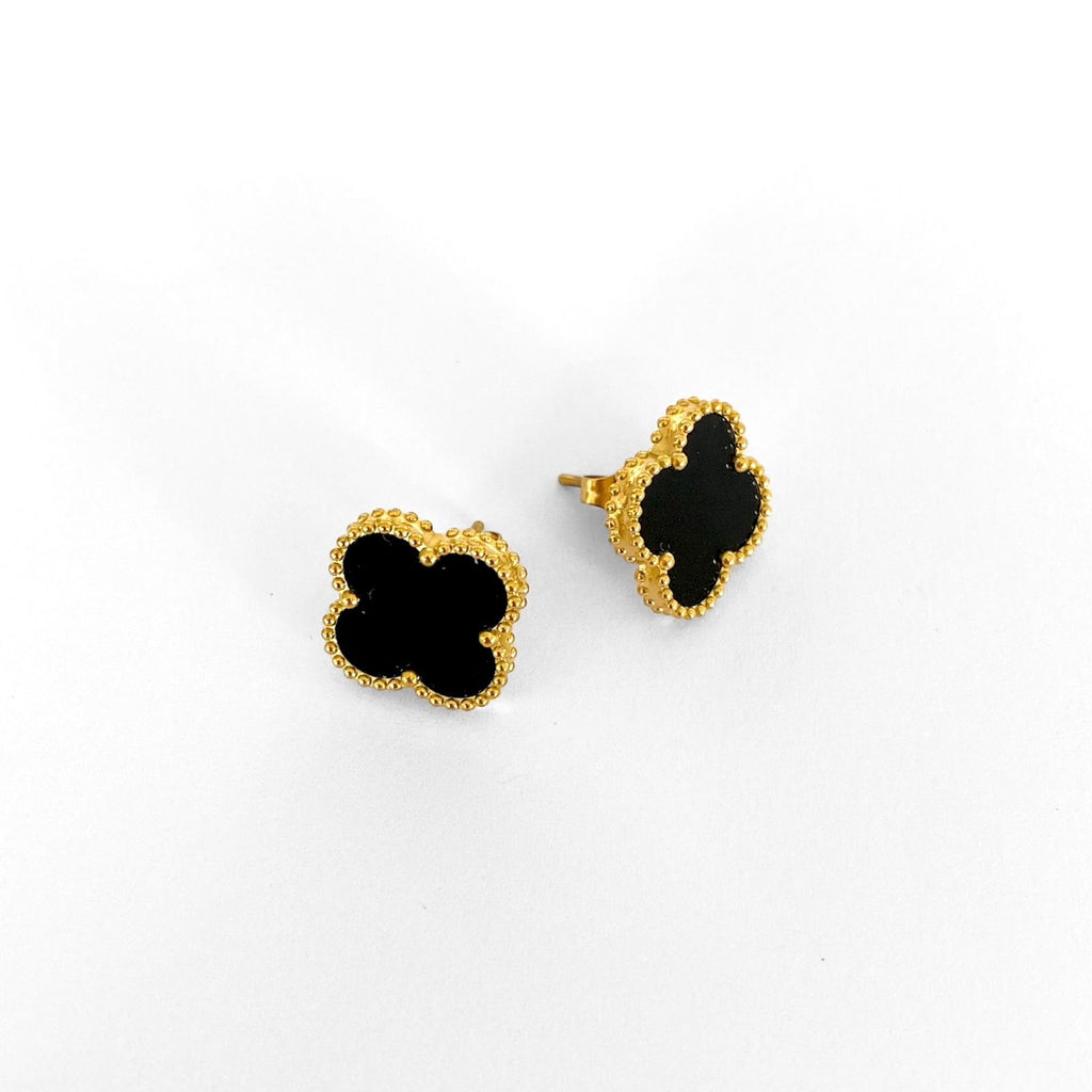 Clover black small earrings