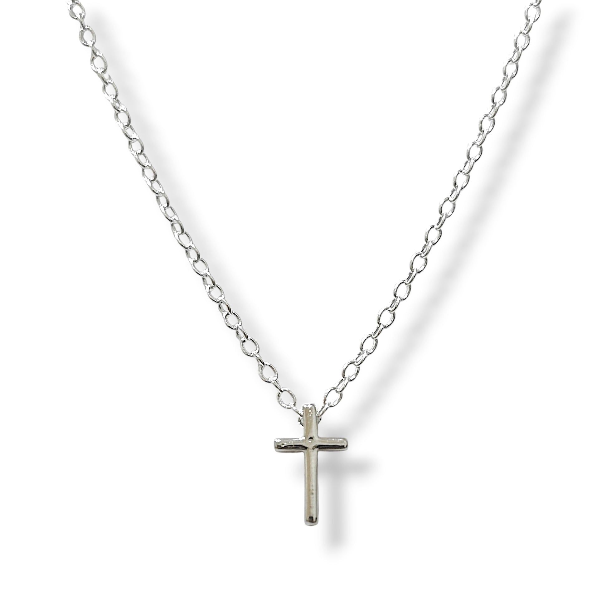 Cadena mini cruz lisa plata