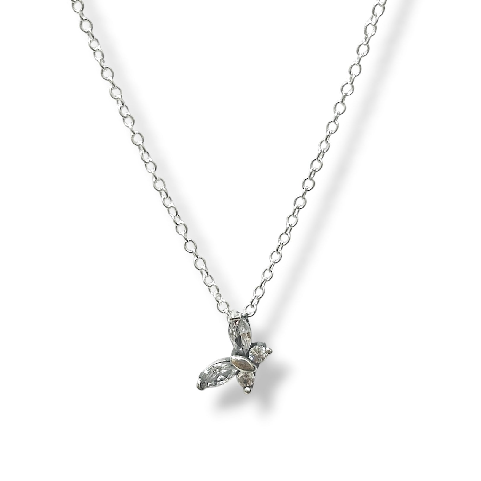 Cadena mariposa zirc plata