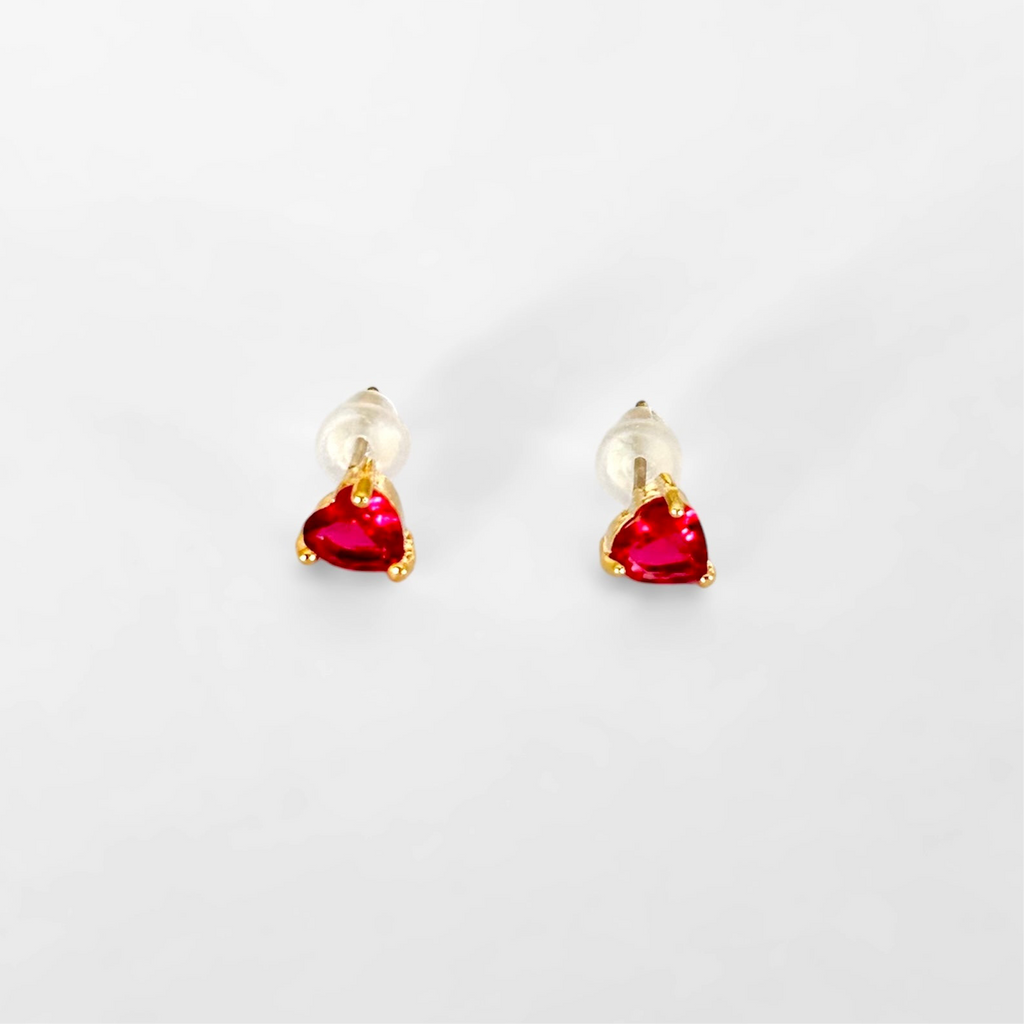 Broqueles corazón piedra fucsia