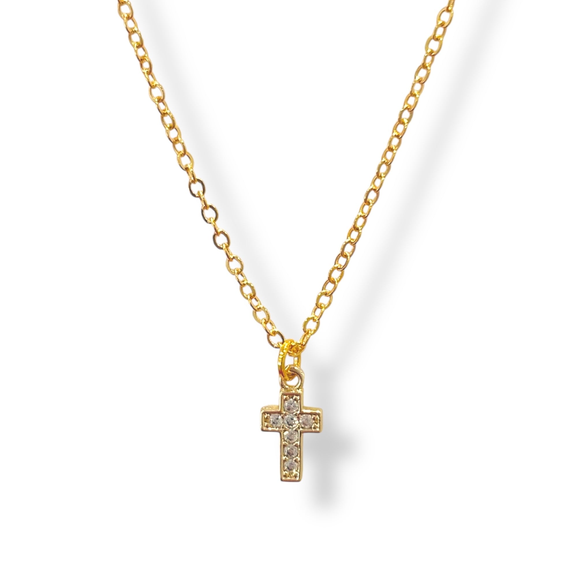Cadena cruz mini zirc