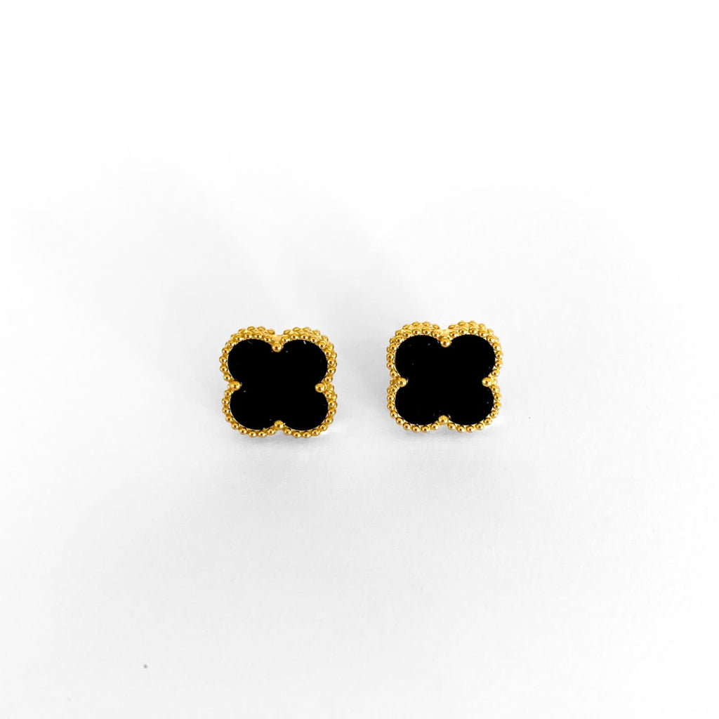 Clover black small earrings