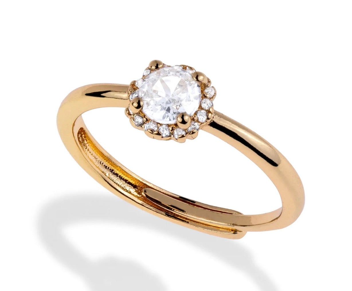 Anillo solitario zirc dorado
