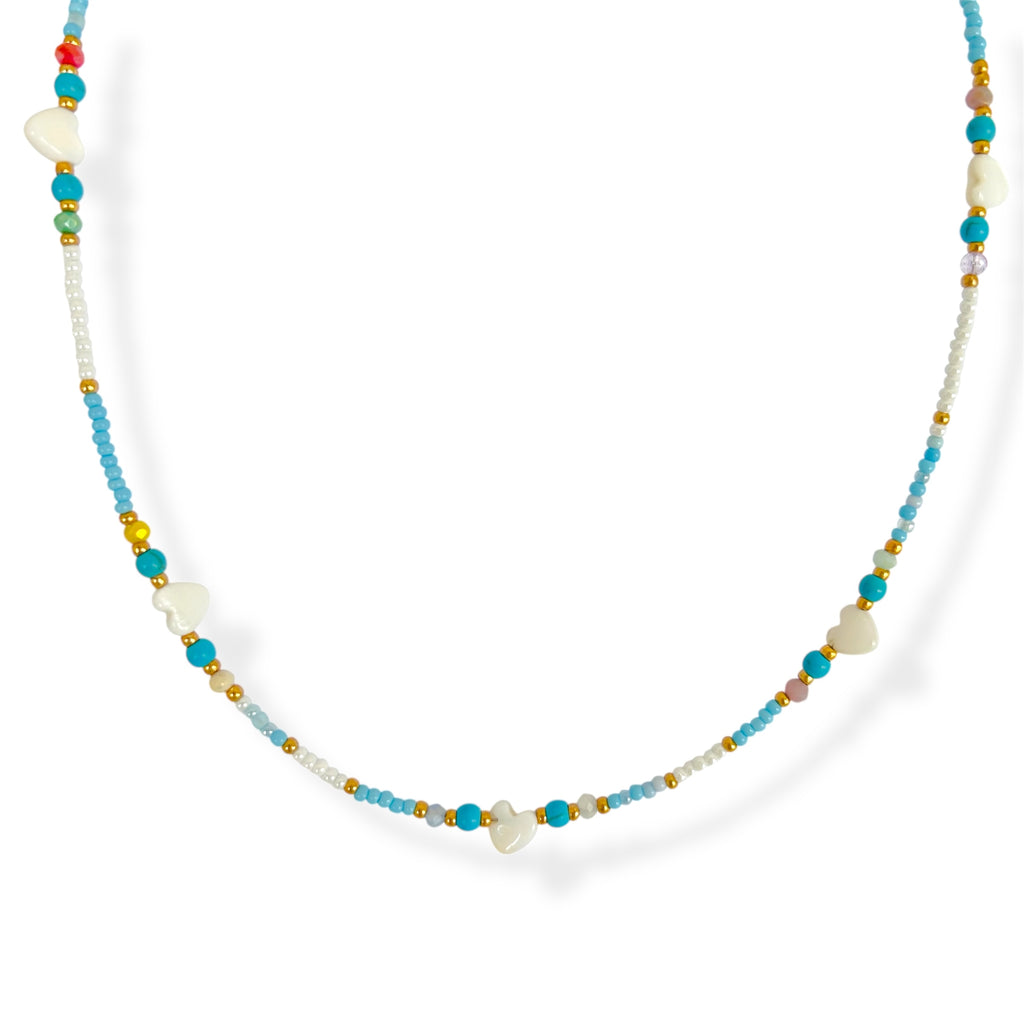 Choker azul corazones