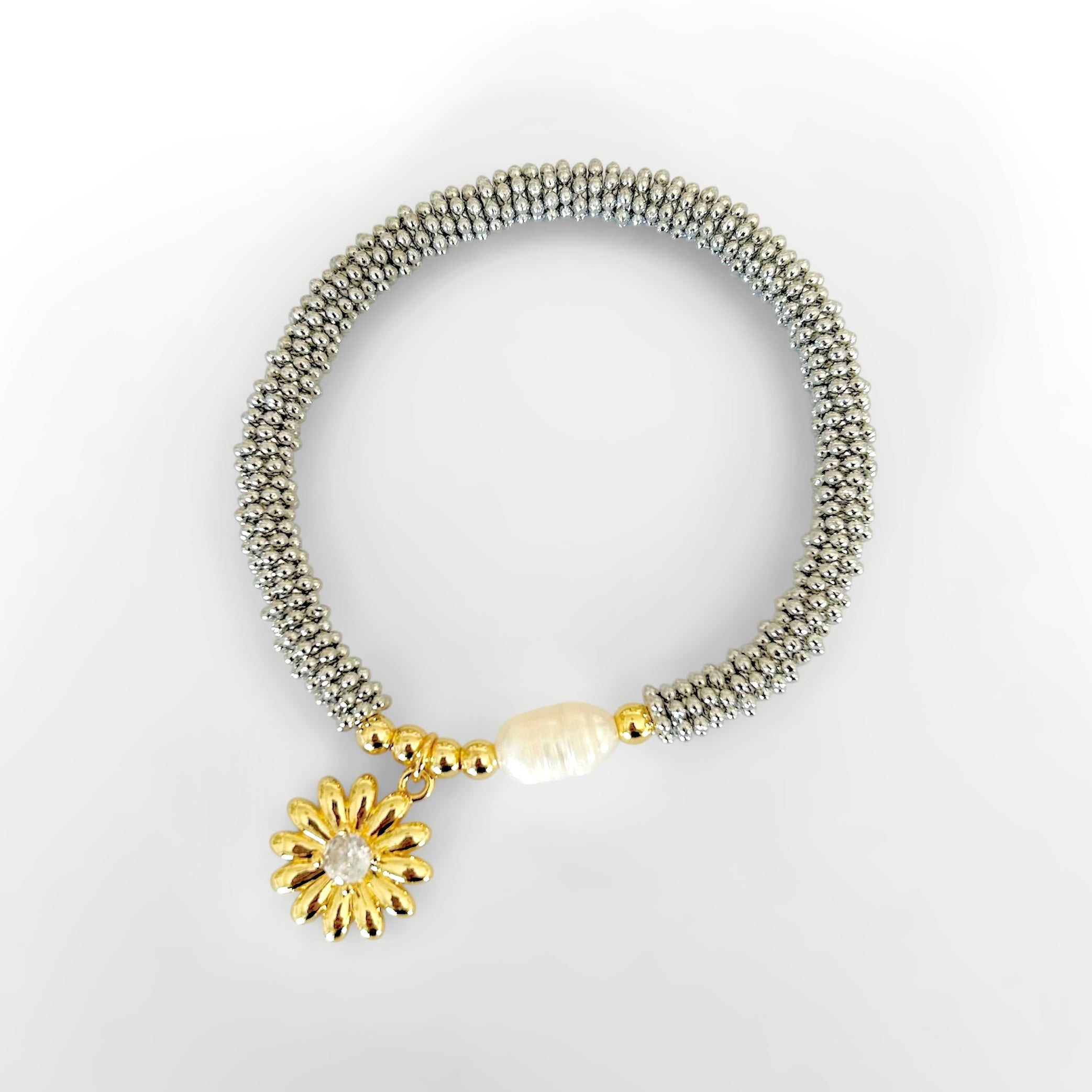 Flower Pearl Silver Bracelet