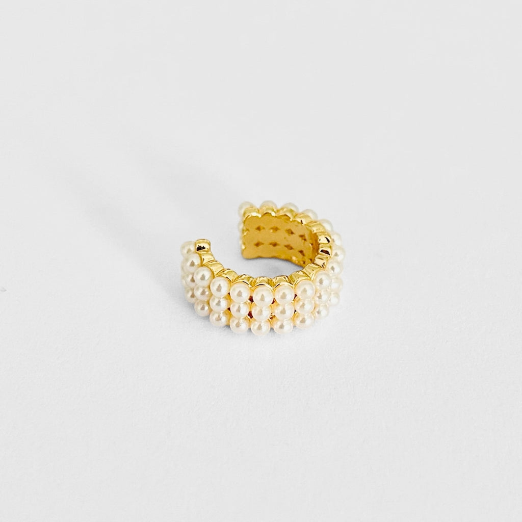 Earcuff triple perlas
