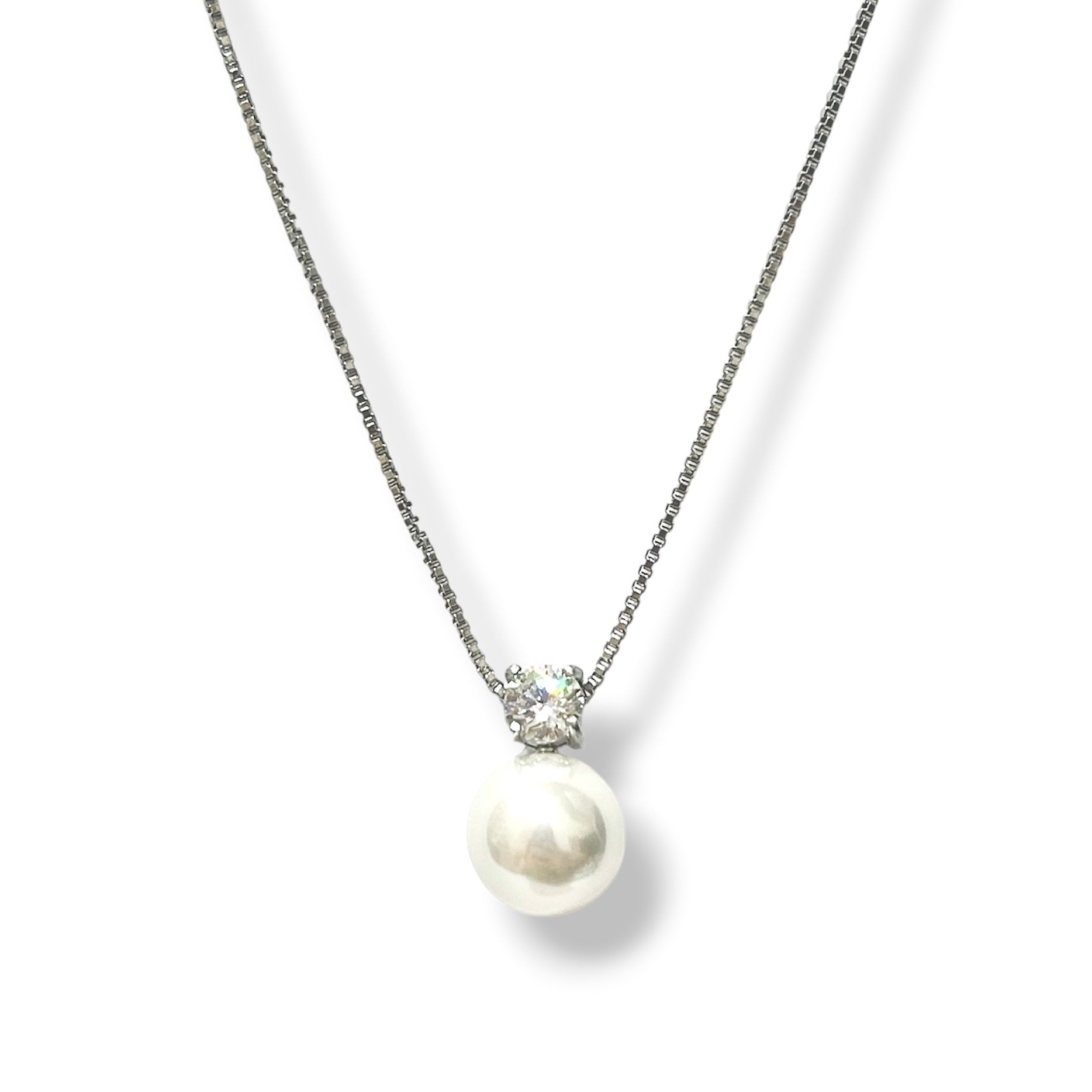 Cadena perla zirc plata