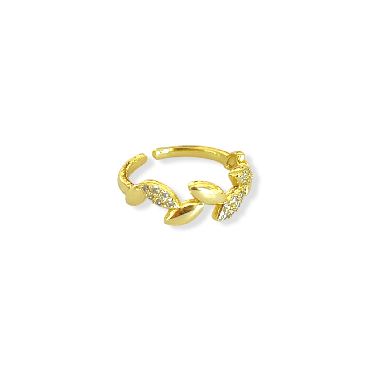 Anillo hojas dorado zirc