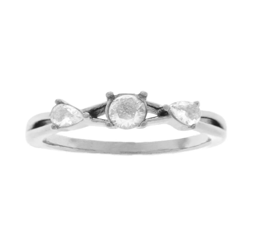 Anillo plata solitario doble zirc