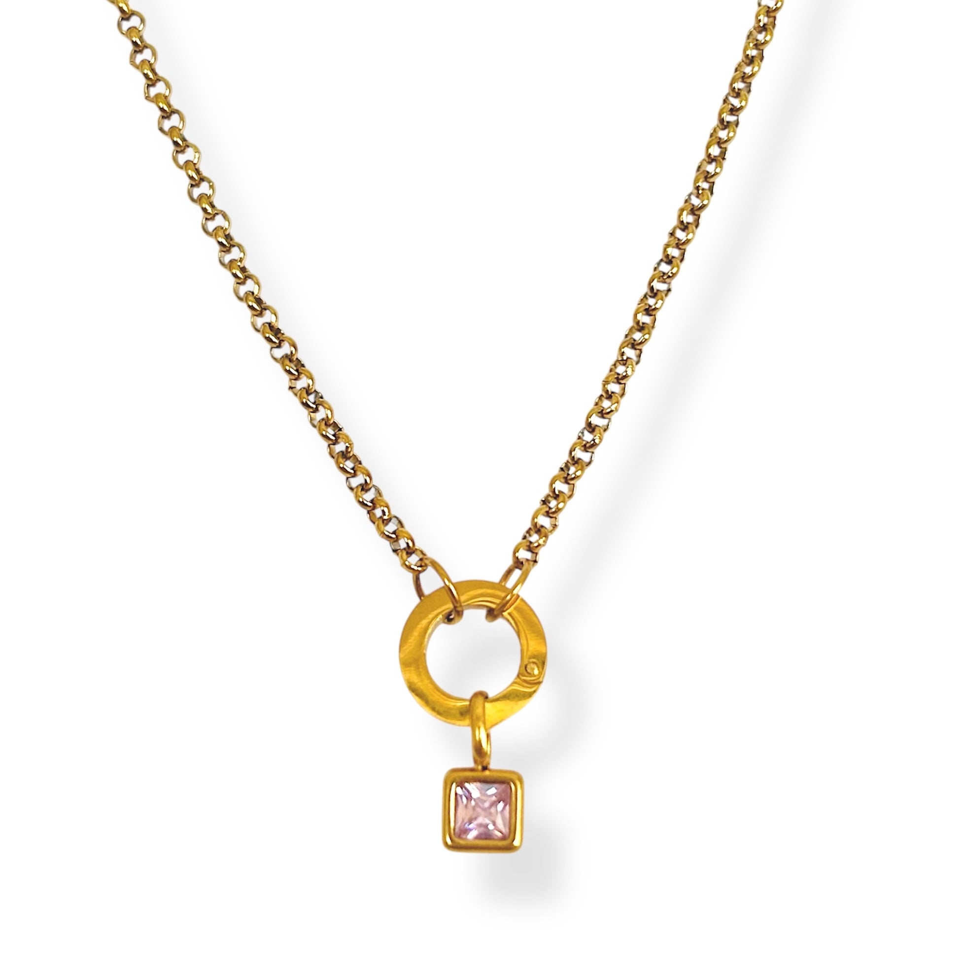 Cadena aro piedra color