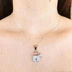 Cadena plata candado/llave zirconia