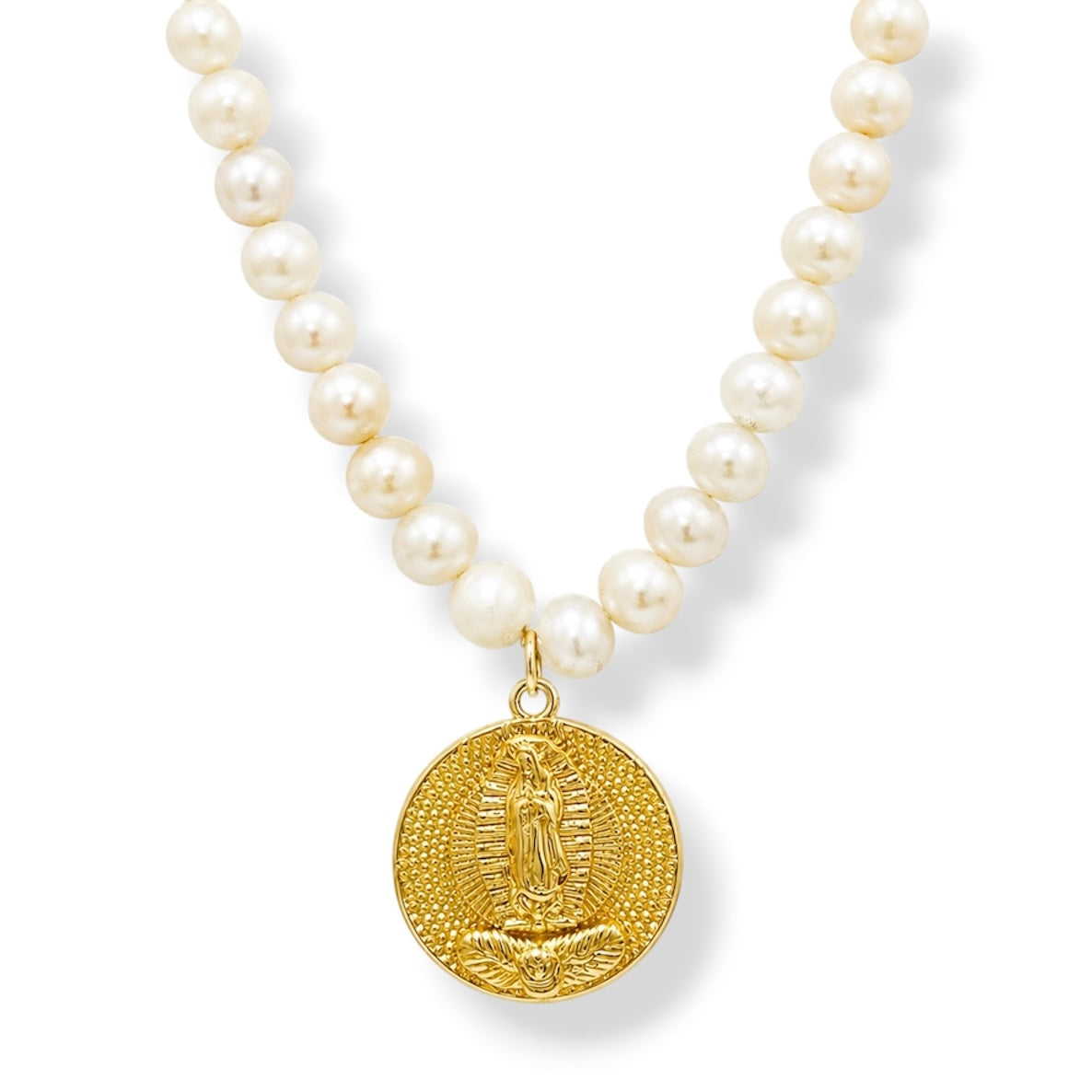 Cadena perla virgen circular