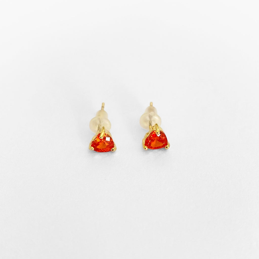 Broqueles corazón piedra naranja