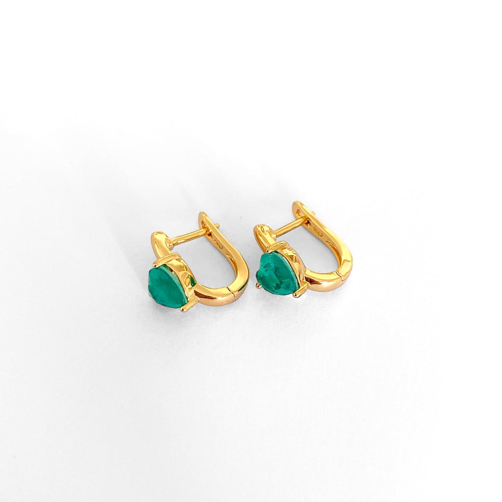 Aretes piedra verde turquesa corazón