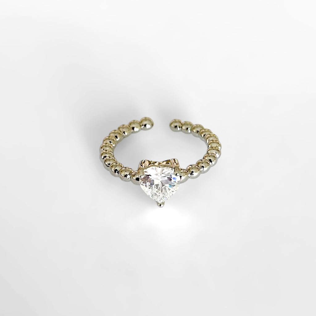 Anillo corazón zirconia plata