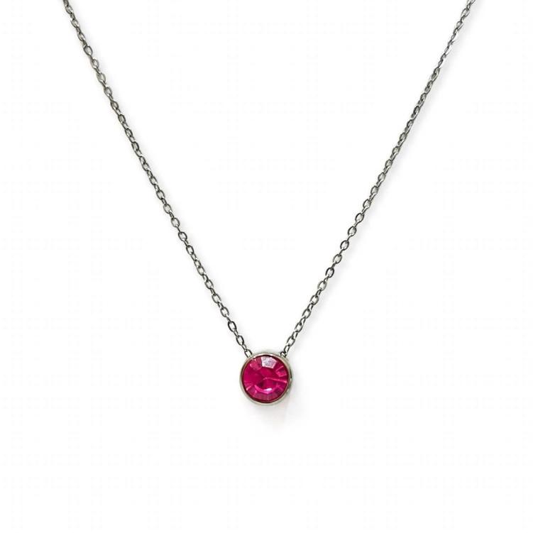 Cadena plata piedra fucsia