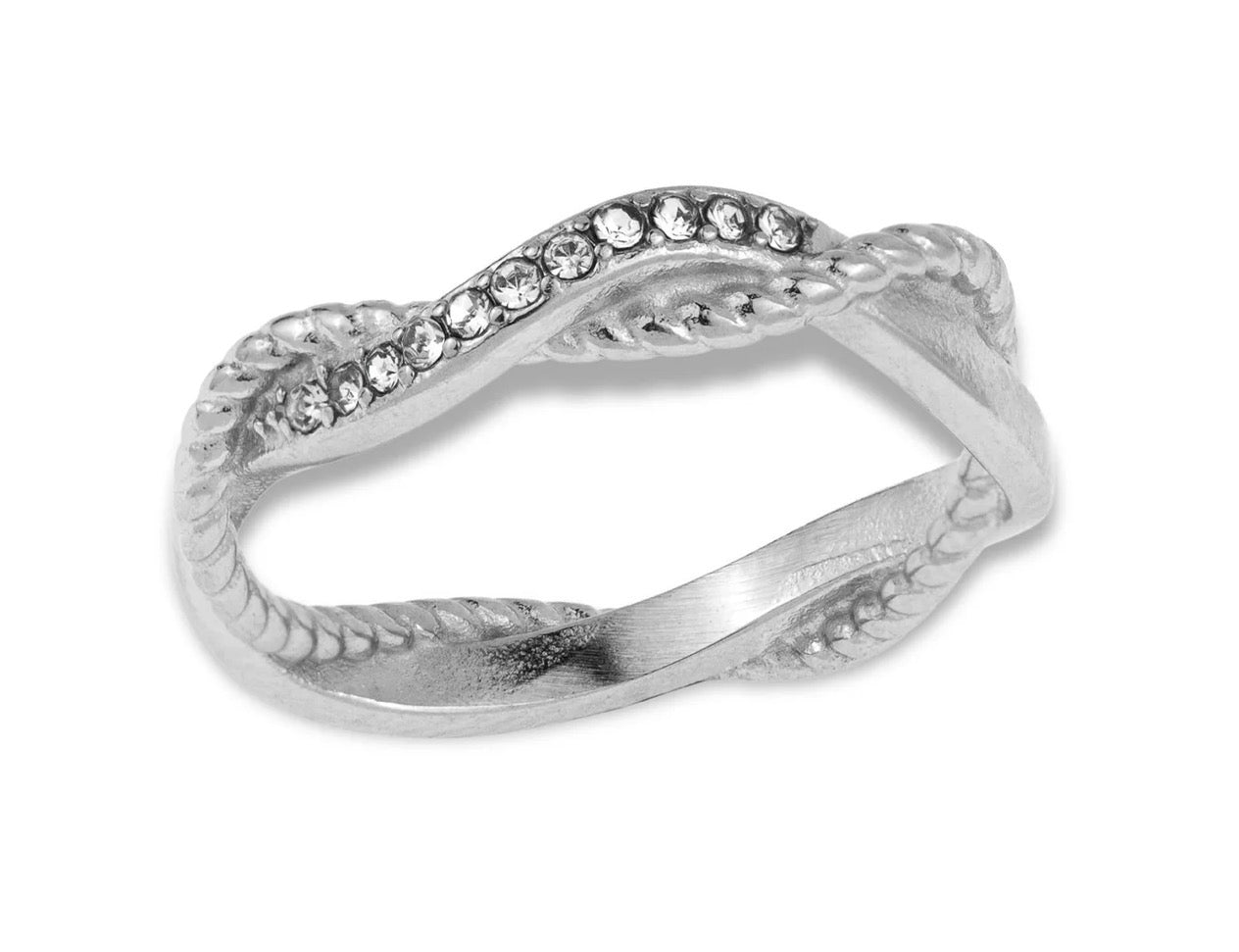Anillo entrelazado acero zirc