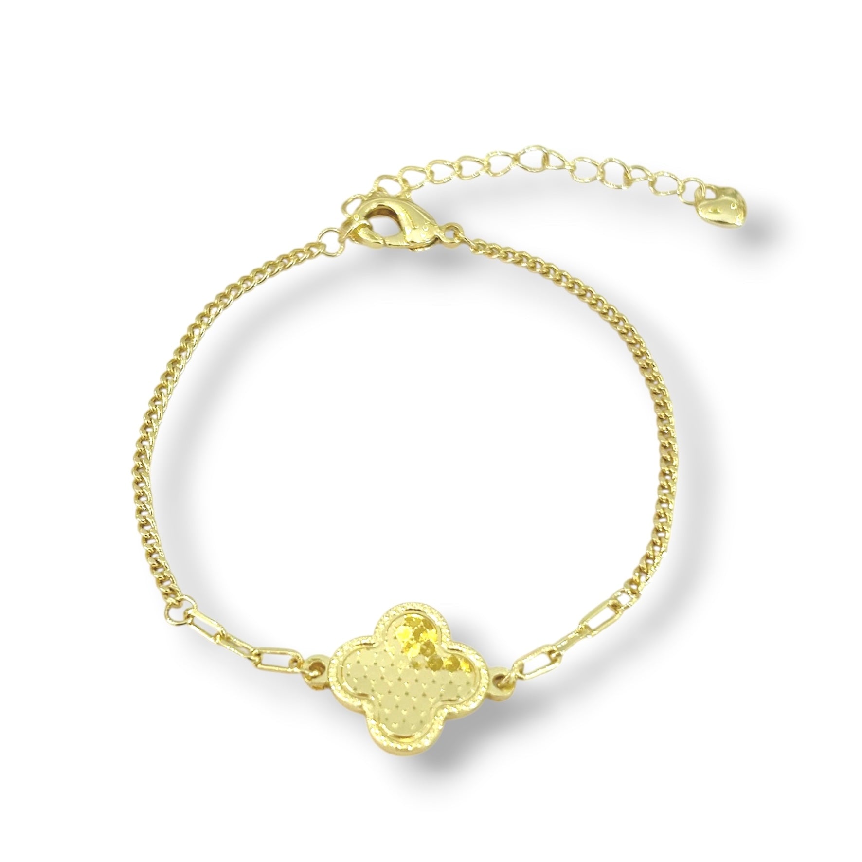 Pulsera trébol ajustable dorada