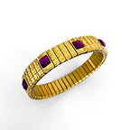 Pulsera dorada piedras moradas