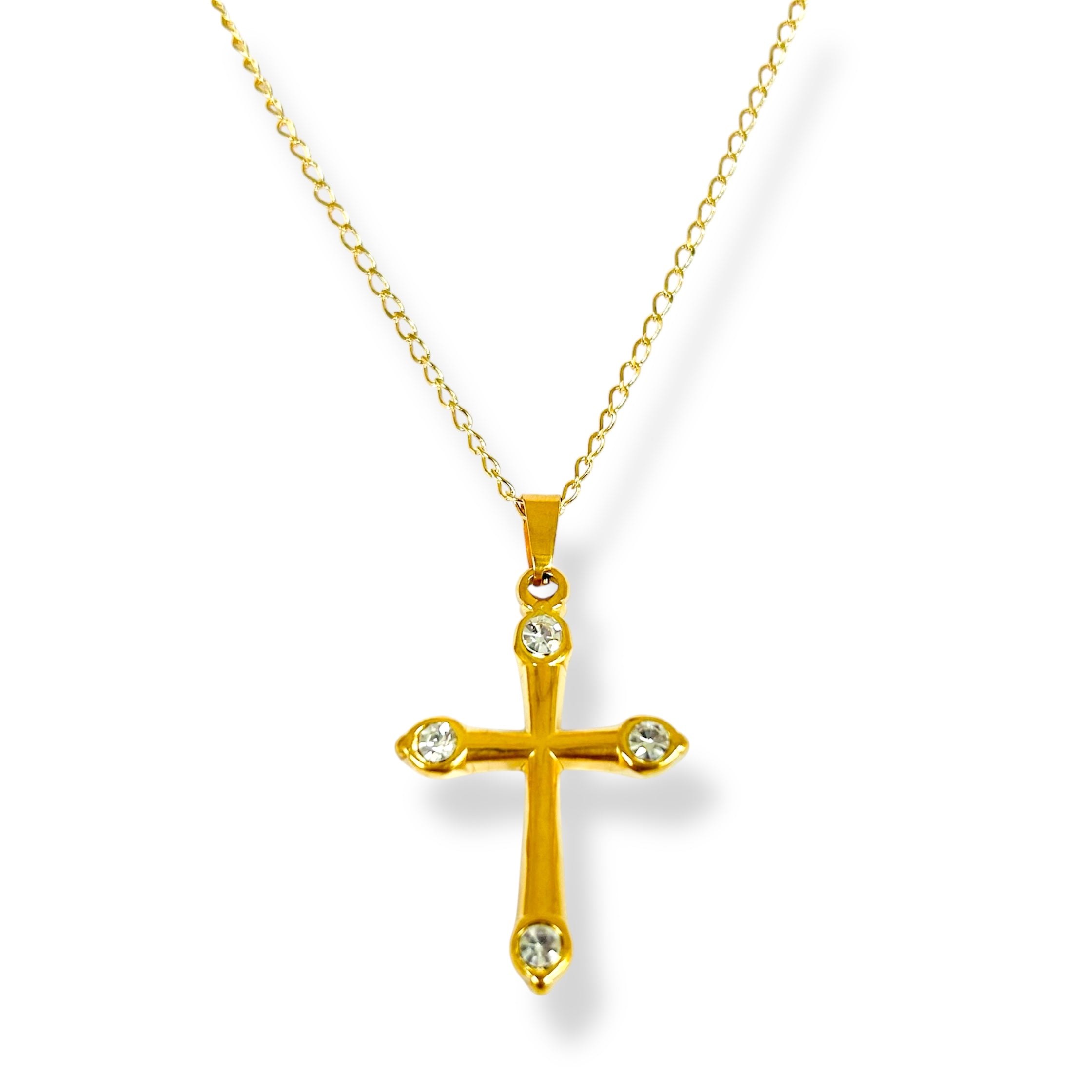 Cadena cruz cuatro zirc