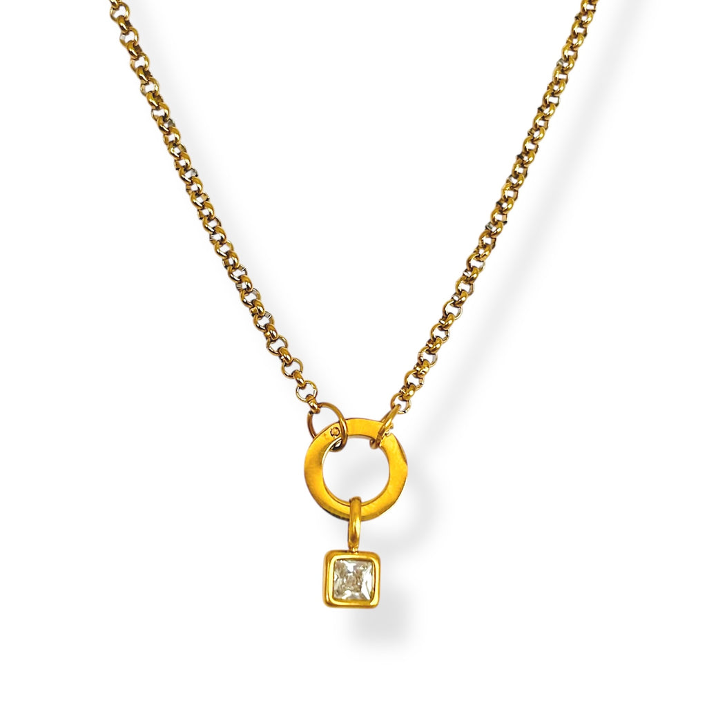 Cadena aro piedra color