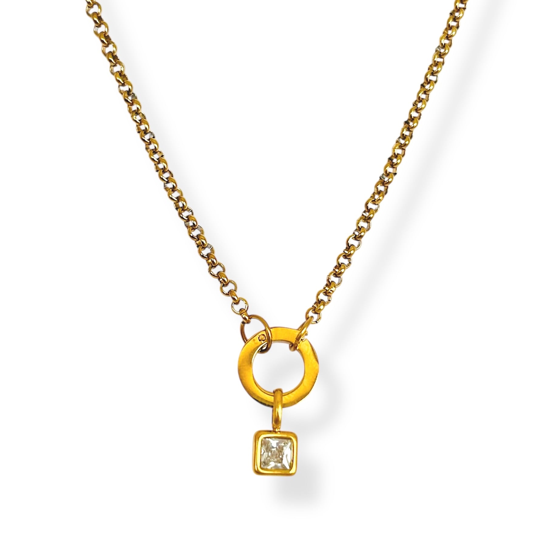 Cadena aro piedra color