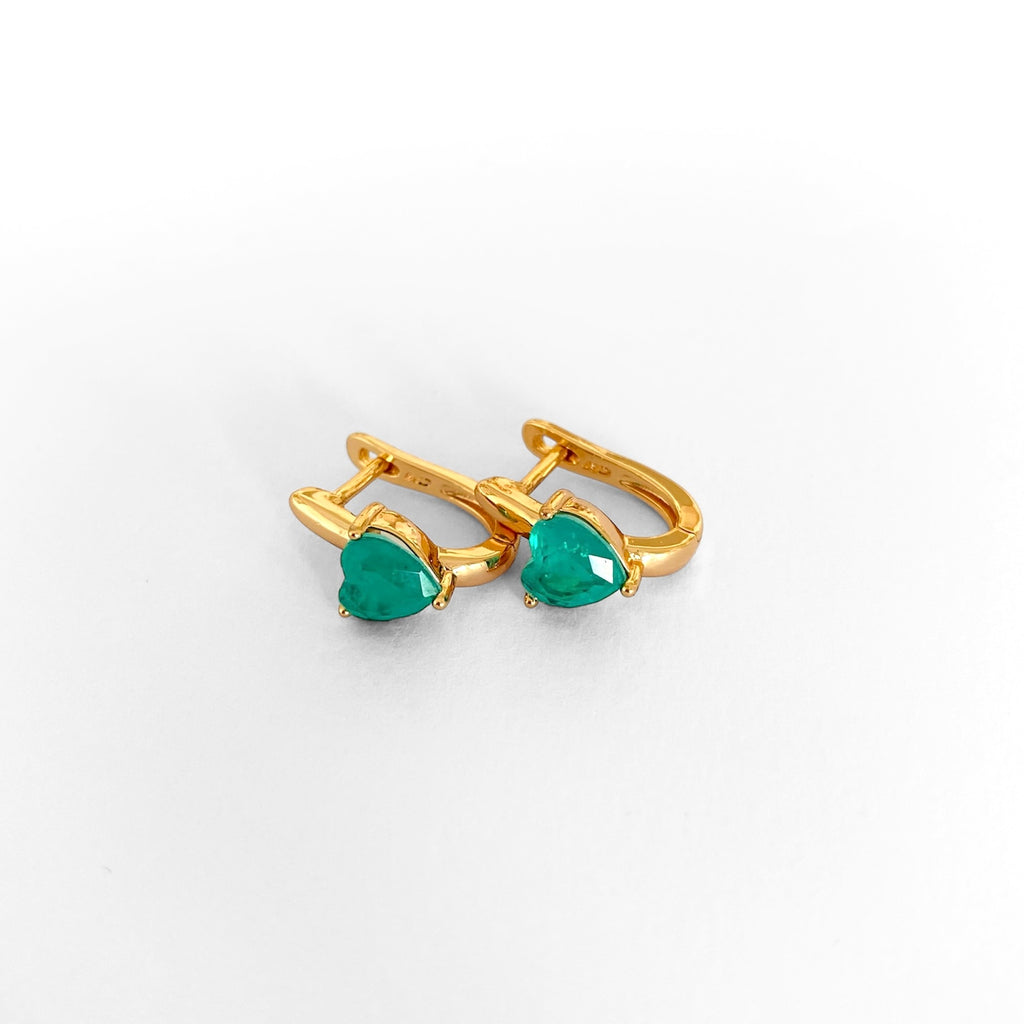 Aretes piedra verde turquesa corazón