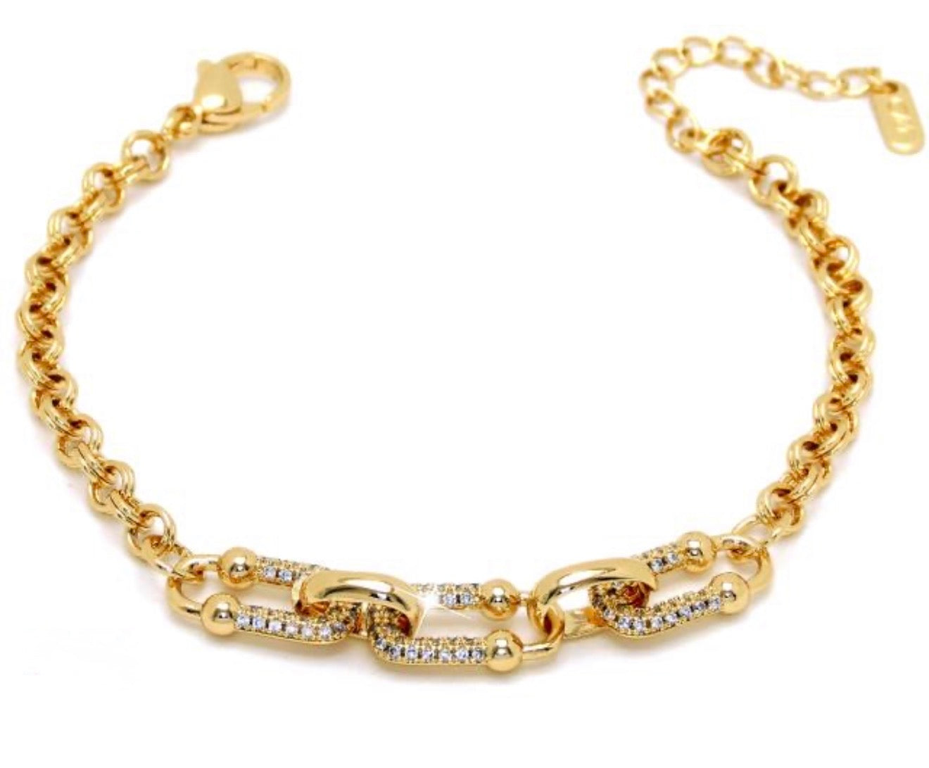 Pulsera dorada eslabones zirc