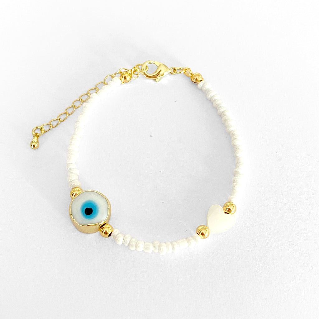 Pulsera blanca con ojo blanco