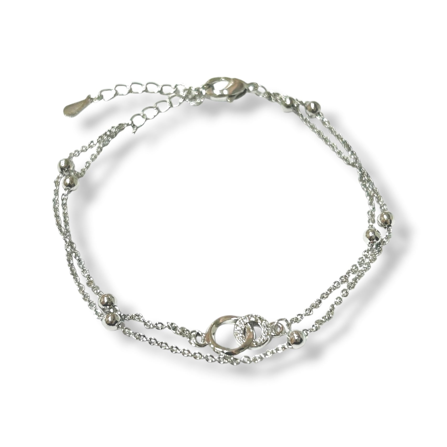 Pulsera doble bolitas plata