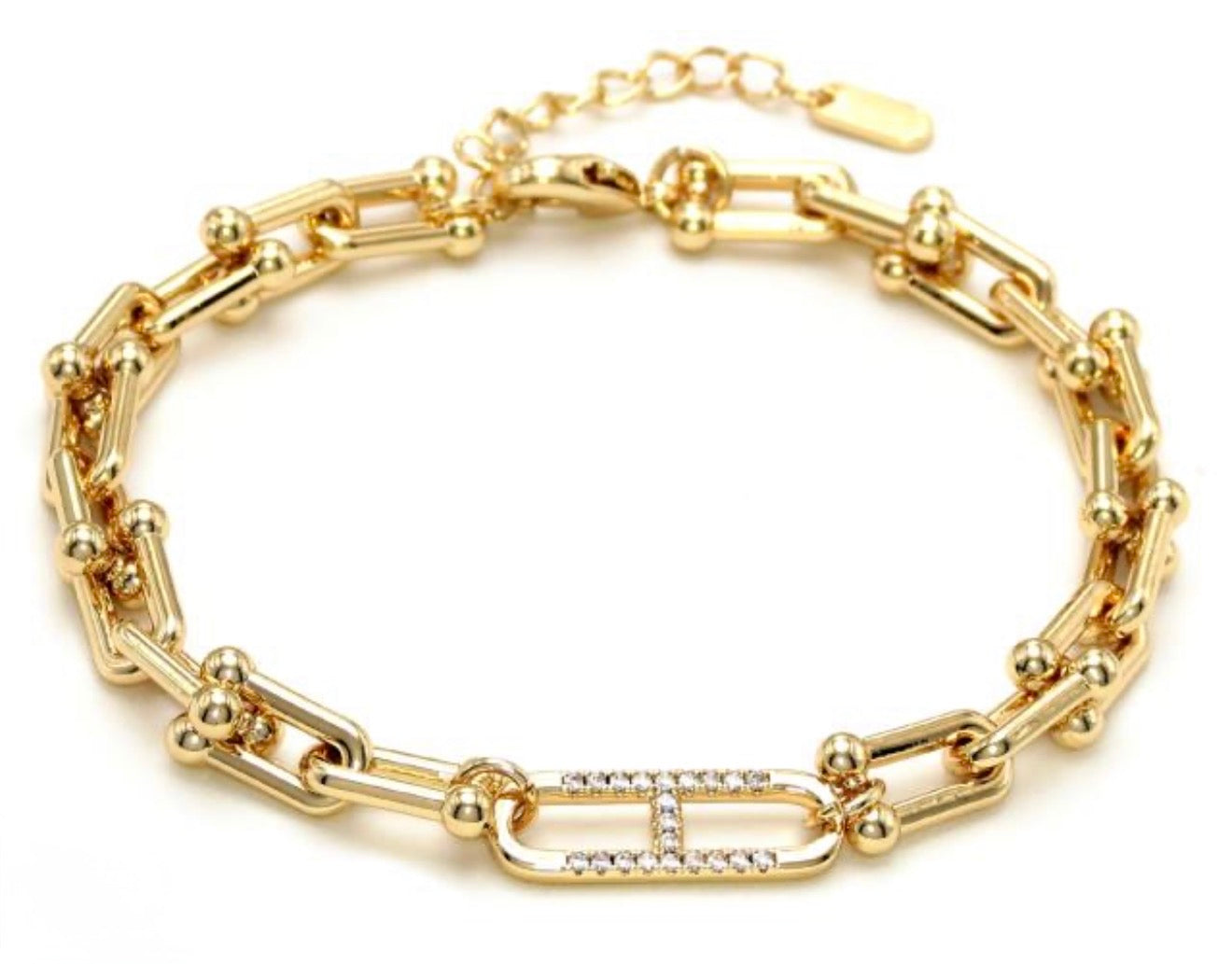 Pulsera eslabones zirc oro laminado