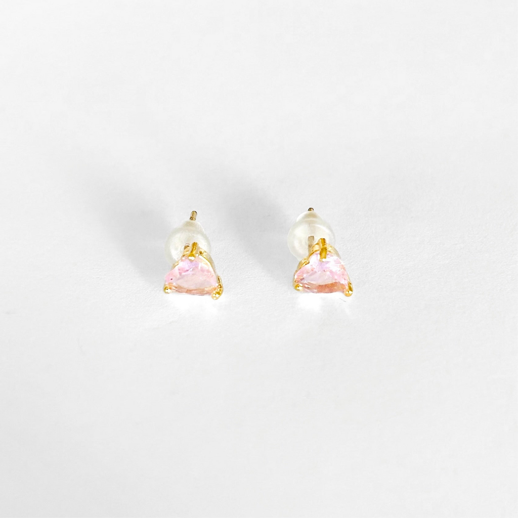Broqueles corazón piedra rosa