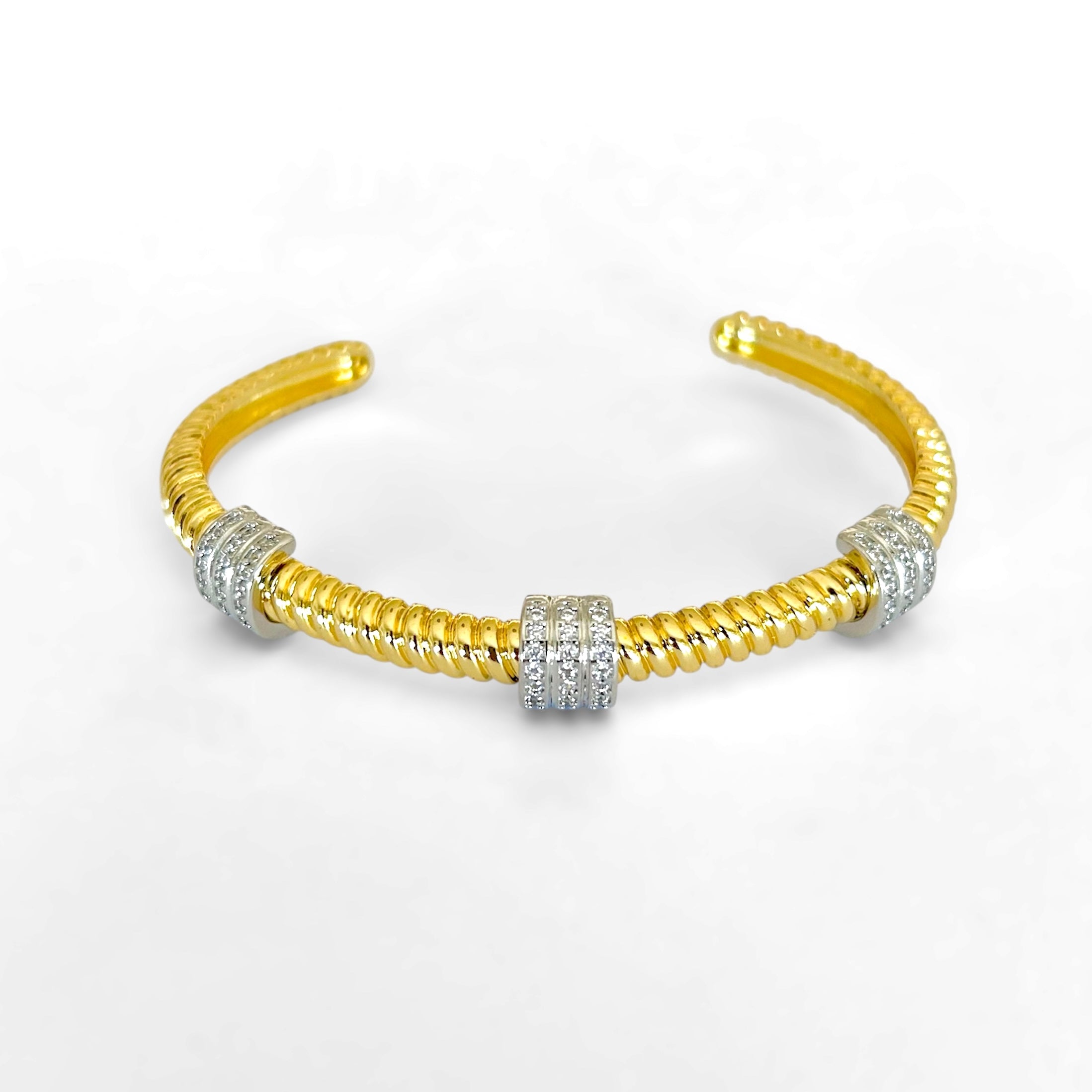 Brazalete dorado aros plata
