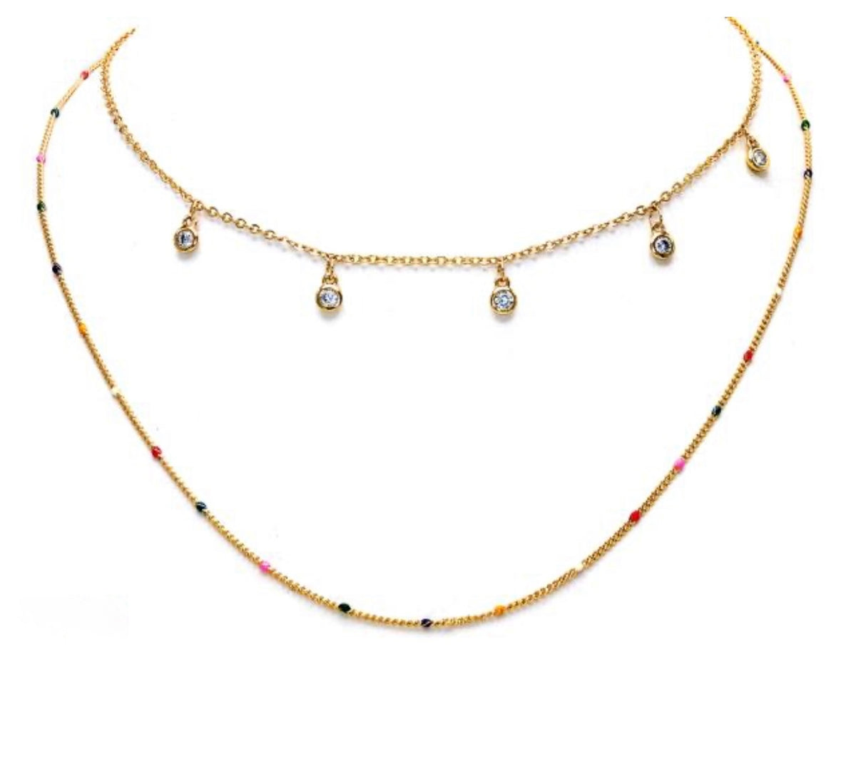 Collar doble zirconias y colores
