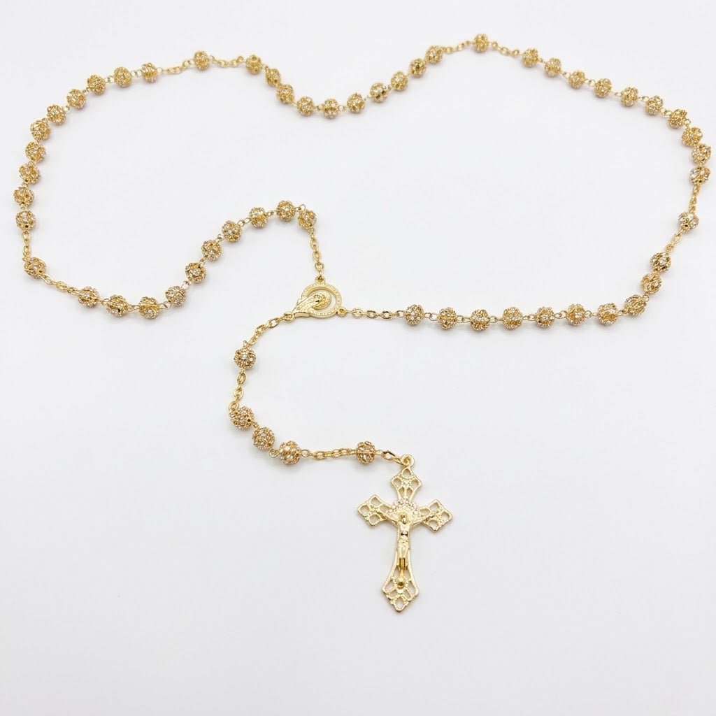 Rosario dorado diamantado