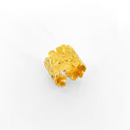 Anillo flores dorado grueso