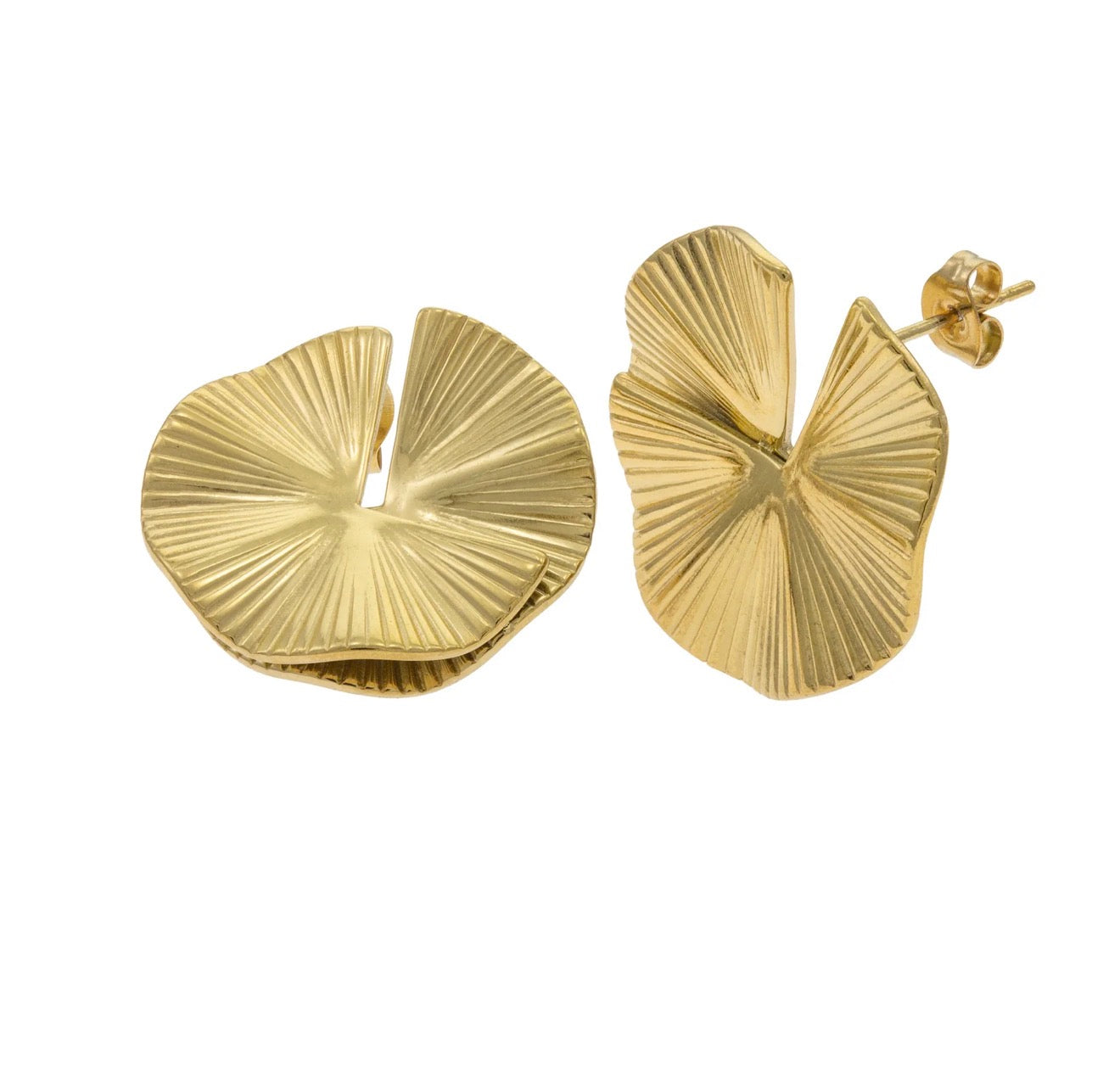 Aretes circular textura dorado