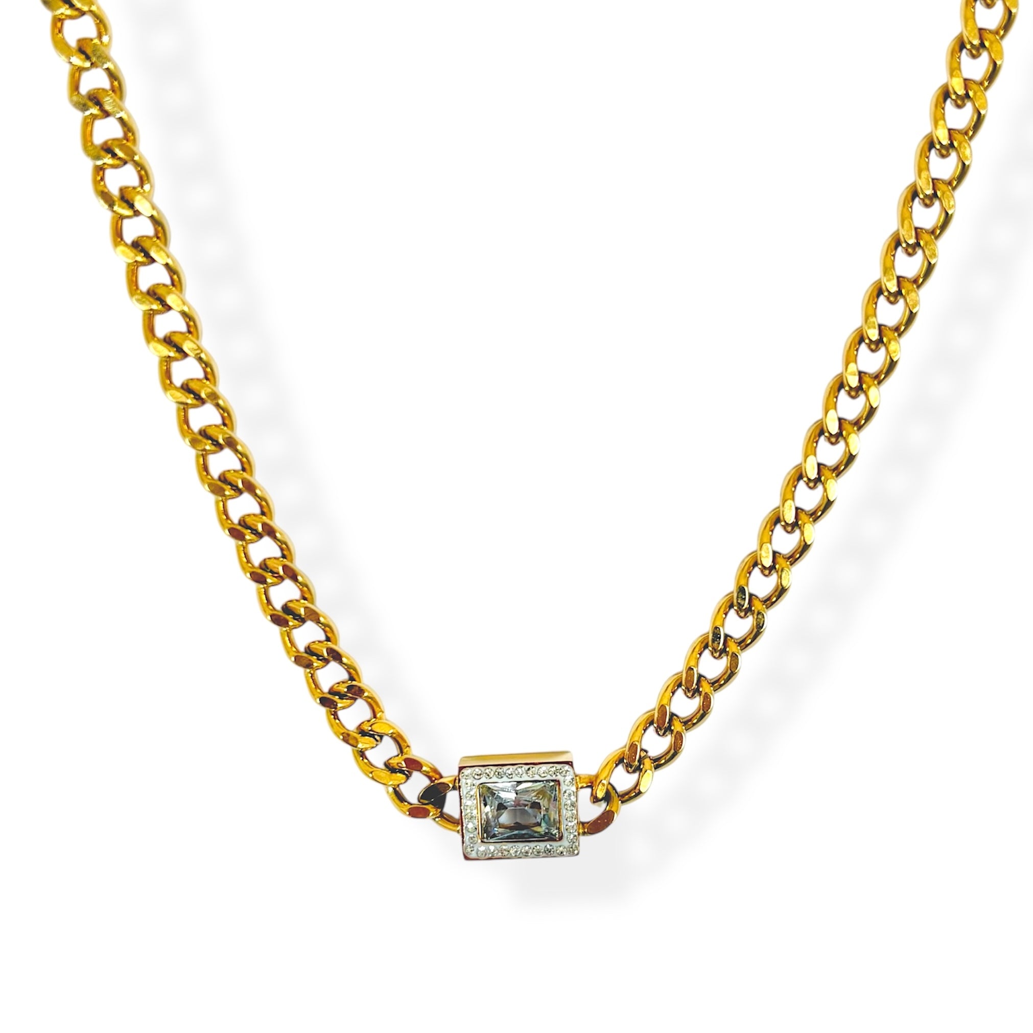 Choker eslabón piedra blanca