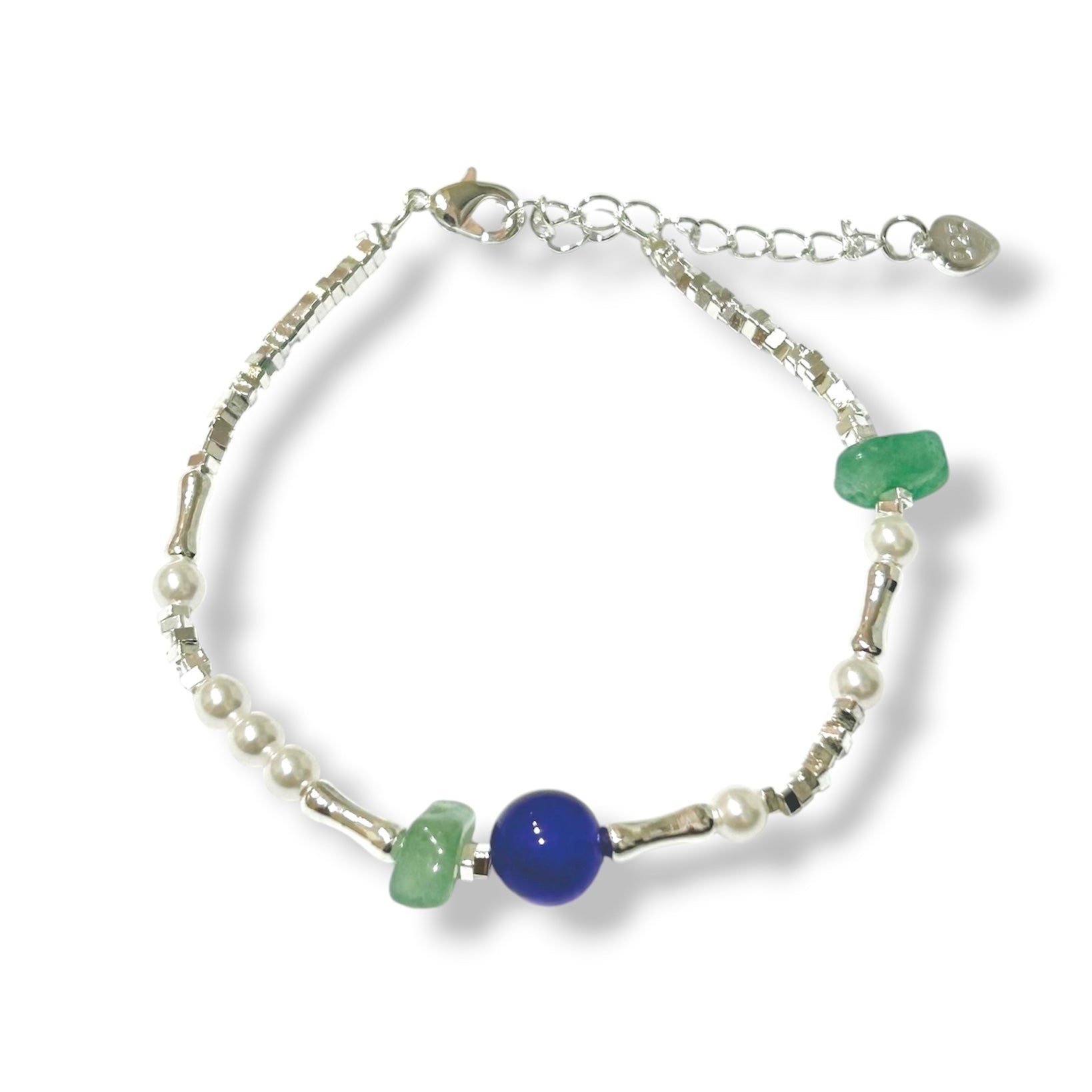 Pulsera perla piedra turquesa plata