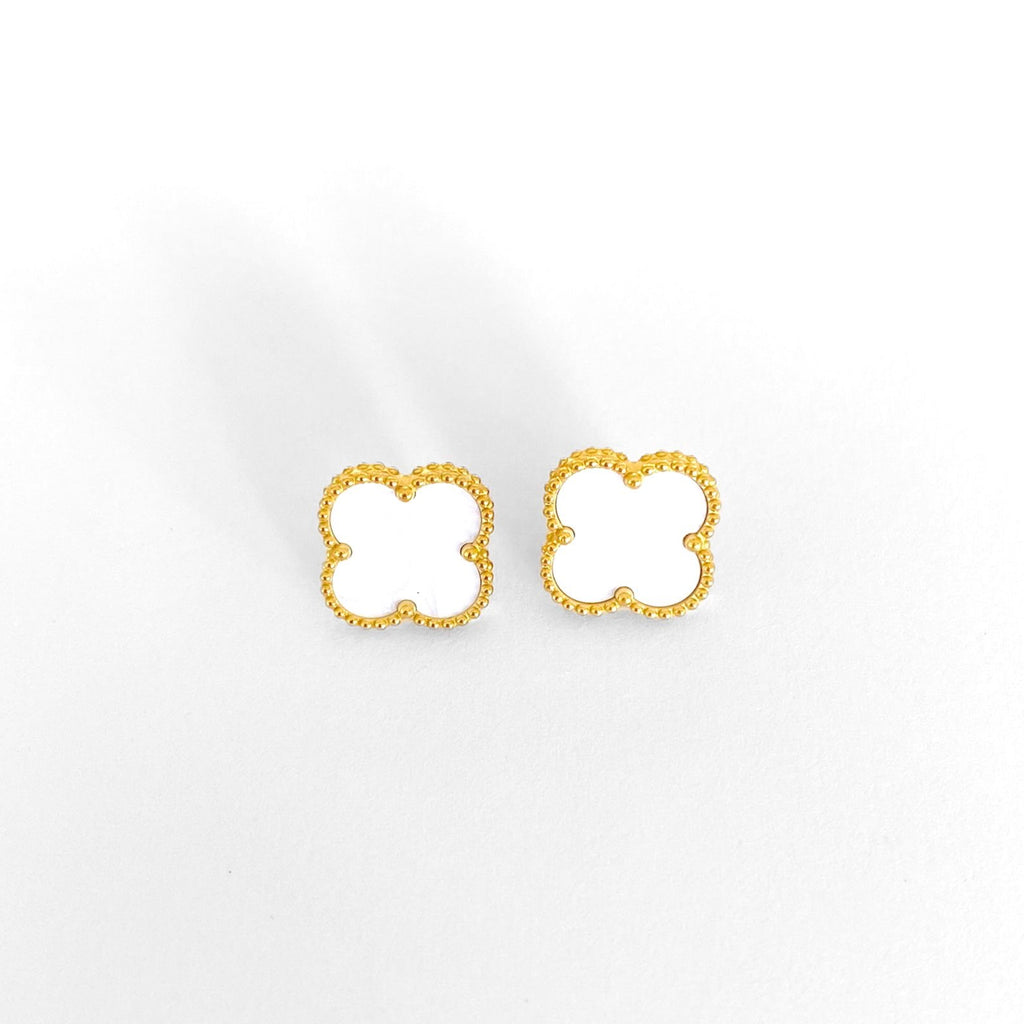 Clover white earrings small