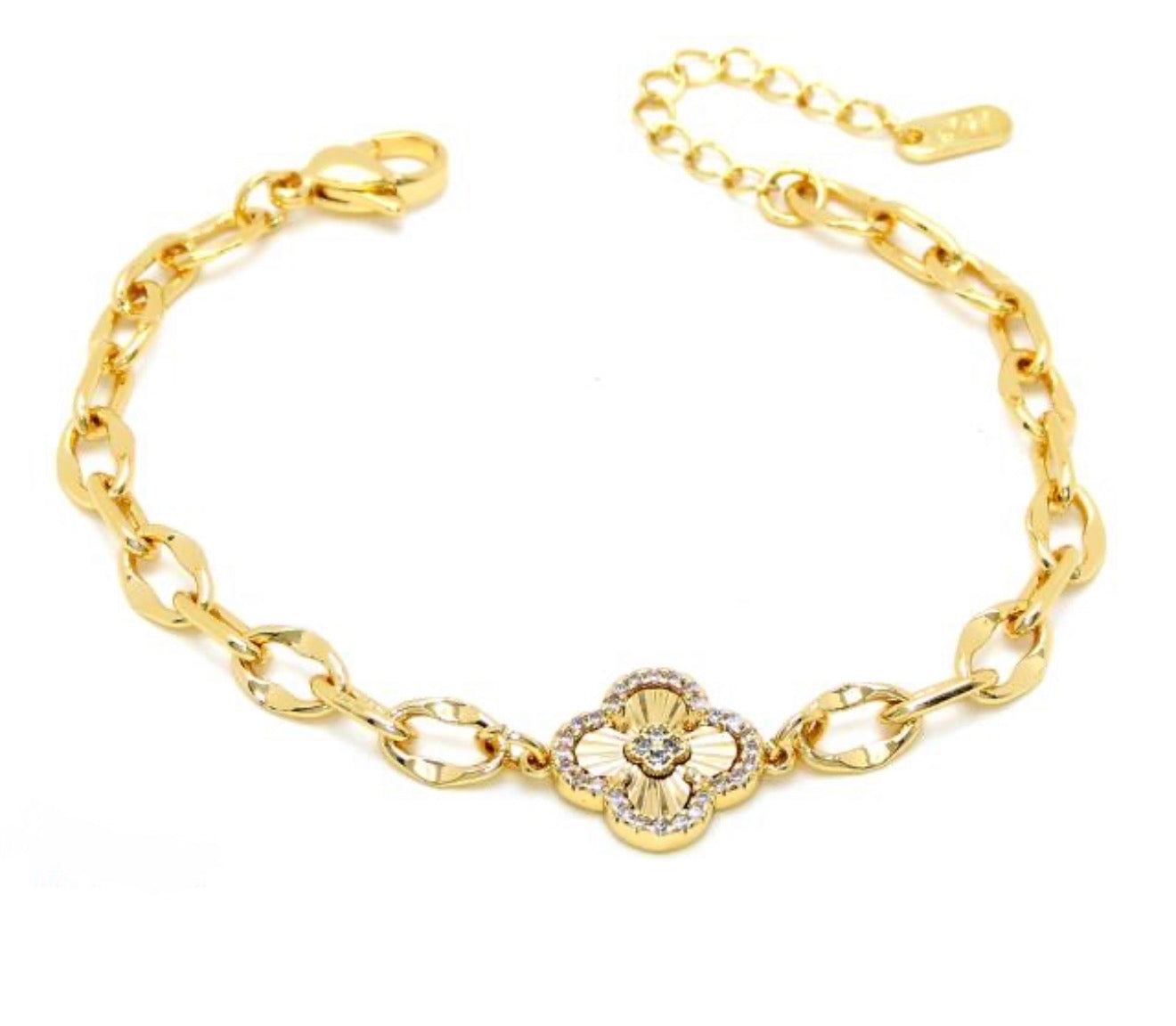 Pulsera trébol premium oro laminado