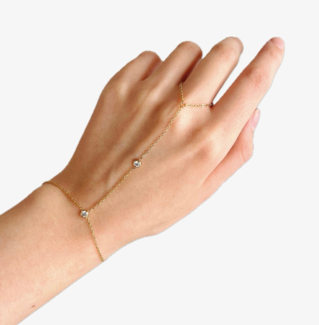 Pulsera anillo cadena con zirc