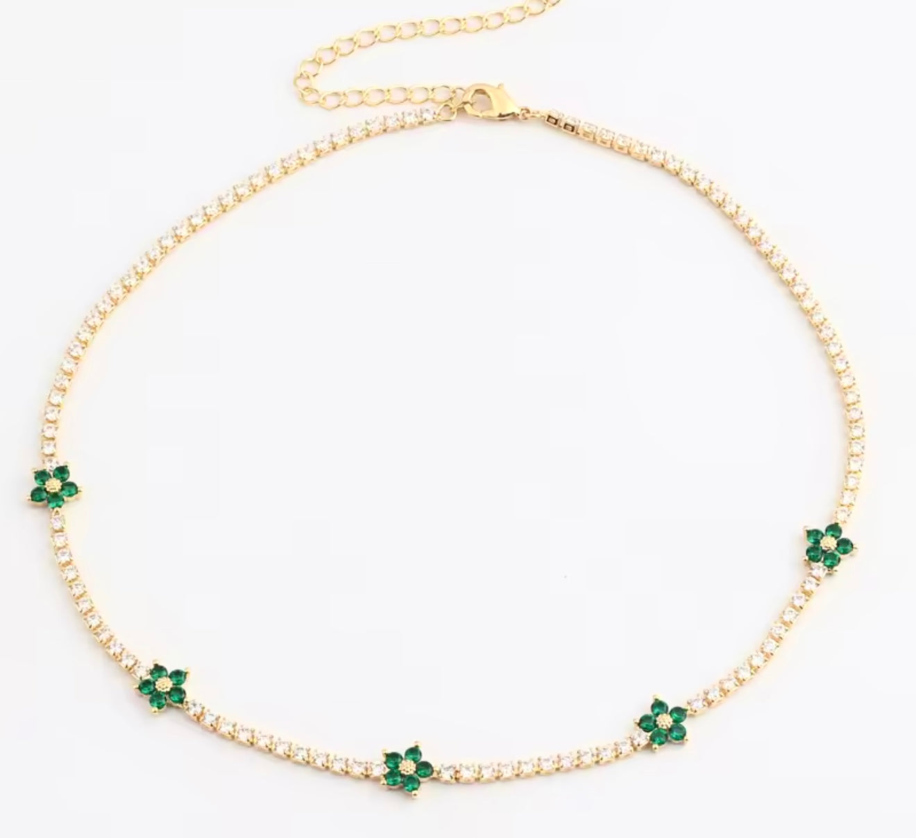 Choker zirc flores verde